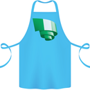 Curled Nigeria Flag Nigerian Day Football Cotton Apron 100% Organic Turquoise