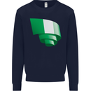 Curled Nigeria Flag Nigerian Day Football Kids Sweatshirt Jumper Navy Blue