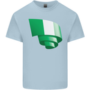Curled Nigeria Flag Nigerian Day Football Kids T-Shirt Childrens Light Blue
