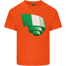Curled Nigeria Flag Nigerian Day Football Kids T-Shirt Childrens Orange