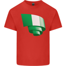 Curled Nigeria Flag Nigerian Day Football Kids T-Shirt Childrens Red