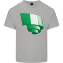 Curled Nigeria Flag Nigerian Day Football Kids T-Shirt Childrens Sports Grey