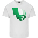 Curled Nigeria Flag Nigerian Day Football Kids T-Shirt Childrens White