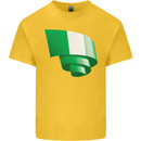 Curled Nigeria Flag Nigerian Day Football Kids T-Shirt Childrens Yellow