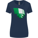 Curled Nigeria Flag Nigerian Day Football Womens Wider Cut T-Shirt Navy Blue