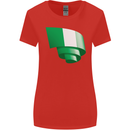 Curled Nigeria Flag Nigerian Day Football Womens Wider Cut T-Shirt Red