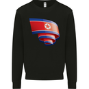 Curled North Korea Flag Korean Day Football Kids Sweatshirt Jumper Black