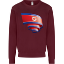 Curled North Korea Flag Korean Day Football Kids Sweatshirt Jumper Maroon