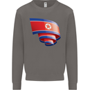 Curled North Korea Flag Korean Day Football Mens Sweatshirt Jumper Charcoal