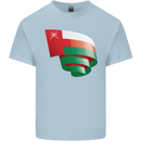 Curled Oman Flag Omani Day Football Kids T-Shirt Childrens Light Blue