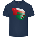 Curled Oman Flag Omani Day Football Kids T-Shirt Childrens Navy Blue