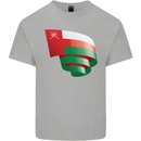 Curled Oman Flag Omani Day Football Kids T-Shirt Childrens Sports Grey