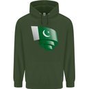 Curled Pakistan Flag Pakistani Day Football Childrens Kids Hoodie Forest Green