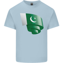 Curled Pakistan Flag Pakistani Day Football Kids T-Shirt Childrens Light Blue