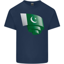 Curled Pakistan Flag Pakistani Day Football Kids T-Shirt Childrens Navy Blue
