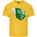 Curled Pakistan Flag Pakistani Day Football Kids T-Shirt Childrens Yellow