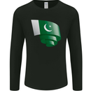 Curled Pakistan Flag Pakistani Day Football Mens Long Sleeve T-Shirt Black