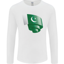 Curled Pakistan Flag Pakistani Day Football Mens Long Sleeve T-Shirt White