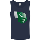Curled Pakistan Flag Pakistani Day Football Mens Vest Tank Top Navy Blue