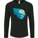 Curled Palau Flag Palauan Day Football Mens Long Sleeve T-Shirt Black
