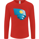 Curled Palau Flag Palauan Day Football Mens Long Sleeve T-Shirt Red