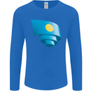 Curled Palau Flag Palauan Day Football Mens Long Sleeve T-Shirt Royal Blue