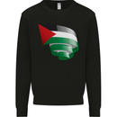 Curled Palestine Flag Palestinian Day Football Kids Sweatshirt Jumper Black