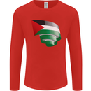 Curled Palestine Flag Palestinian Day Football Mens Long Sleeve T-Shirt Red