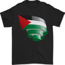 Curled Palestine Flag Palestinian Day Football Mens T-Shirt 100% Cotton Black