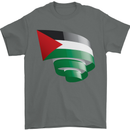 Curled Palestine Flag Palestinian Day Football Mens T-Shirt 100% Cotton Charcoal