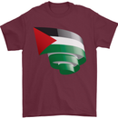 Curled Palestine Flag Palestinian Day Football Mens T-Shirt 100% Cotton Maroon