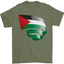Curled Palestine Flag Palestinian Day Football Mens T-Shirt 100% Cotton Military Green