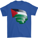 Curled Palestine Flag Palestinian Day Football Mens T-Shirt 100% Cotton Royal Blue