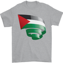 Curled Palestine Flag Palestinian Day Football Mens T-Shirt 100% Cotton Sports Grey