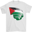 Curled Palestine Flag Palestinian Day Football Mens T-Shirt 100% Cotton White