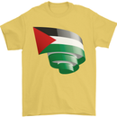 Curled Palestine Flag Palestinian Day Football Mens T-Shirt 100% Cotton Yellow