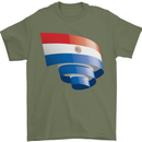 Curled Paraguay Flag Paraguayan Day Football Mens T-Shirt 100% Cotton Military Green