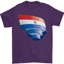 Curled Paraguay Flag Paraguayan Day Football Mens T-Shirt 100% Cotton Purple