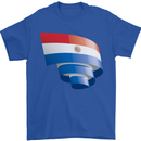 Curled Paraguay Flag Paraguayan Day Football Mens T-Shirt 100% Cotton Royal Blue