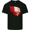 Curled Peru Flag Peruvian Day Football Kids T-Shirt Childrens Black