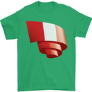 Curled Peru Flag Peruvian Day Football Mens T-Shirt 100% Cotton Irish Green