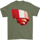 Curled Peru Flag Peruvian Day Football Mens T-Shirt 100% Cotton Military Green