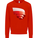 Curled Poland Flag Polish Day Football Kids Sweatshirt Jumper Bright Red