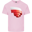 Curled Poland Flag Polish Day Football Kids T-Shirt Childrens Light Pink