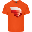 Curled Poland Flag Polish Day Football Kids T-Shirt Childrens Orange