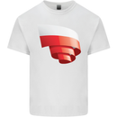 Curled Poland Flag Polish Day Football Kids T-Shirt Childrens White