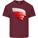 Curled Poland Flag Polish Day Football Mens Cotton T-Shirt Tee Top Maroon