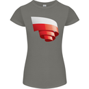 Curled Poland Flag Polish Day Football Womens Petite Cut T-Shirt Charcoal
