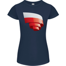 Curled Poland Flag Polish Day Football Womens Petite Cut T-Shirt Navy Blue