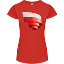 Curled Poland Flag Polish Day Football Womens Petite Cut T-Shirt Red